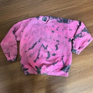 LF Pink and Black Tie-Dye Crew Neck Sweater